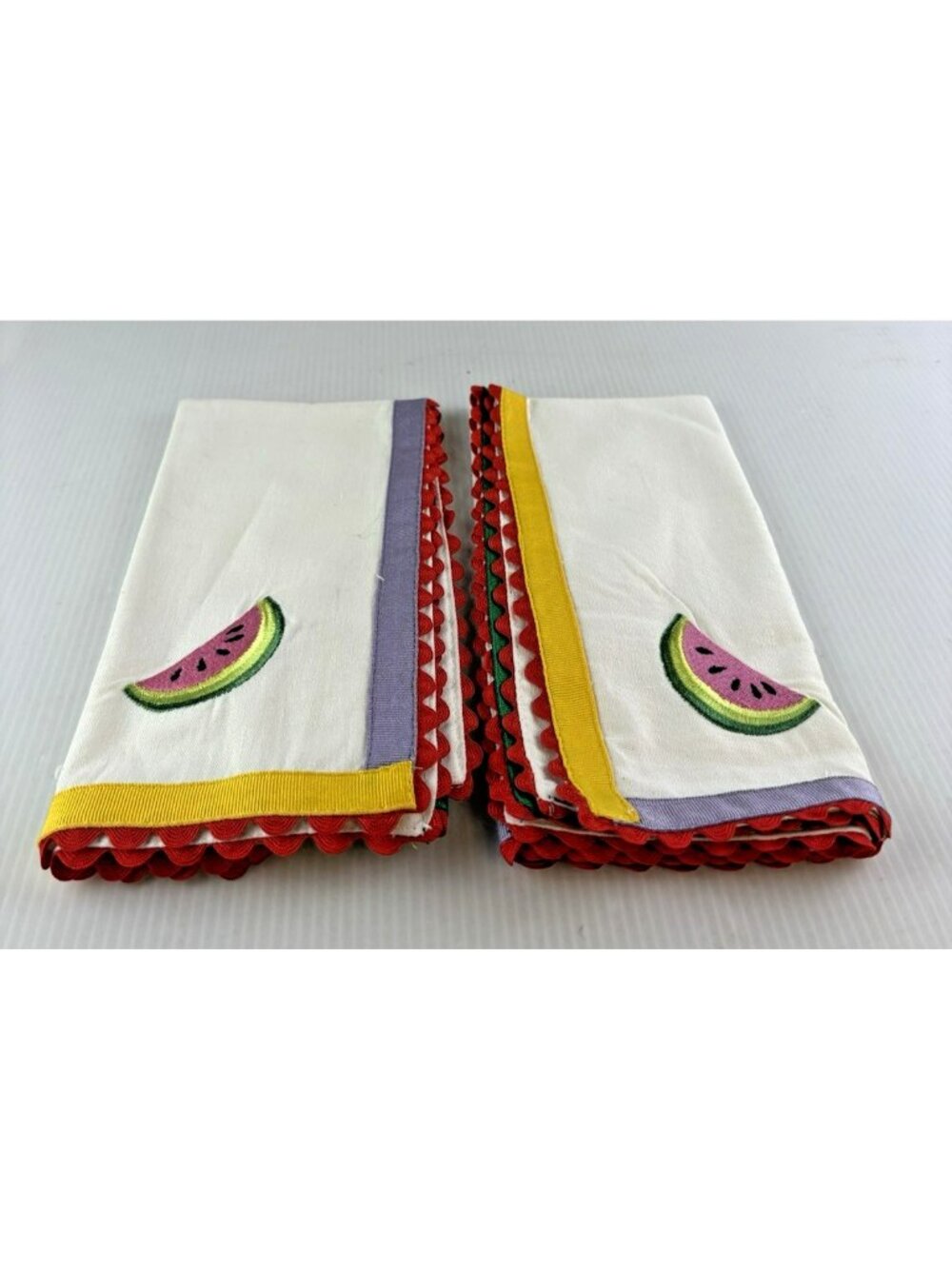 Vintage Watermelon Hand Towels Set of 2 Cotton 18x18 Inch Farmhouse Kitchen NOS